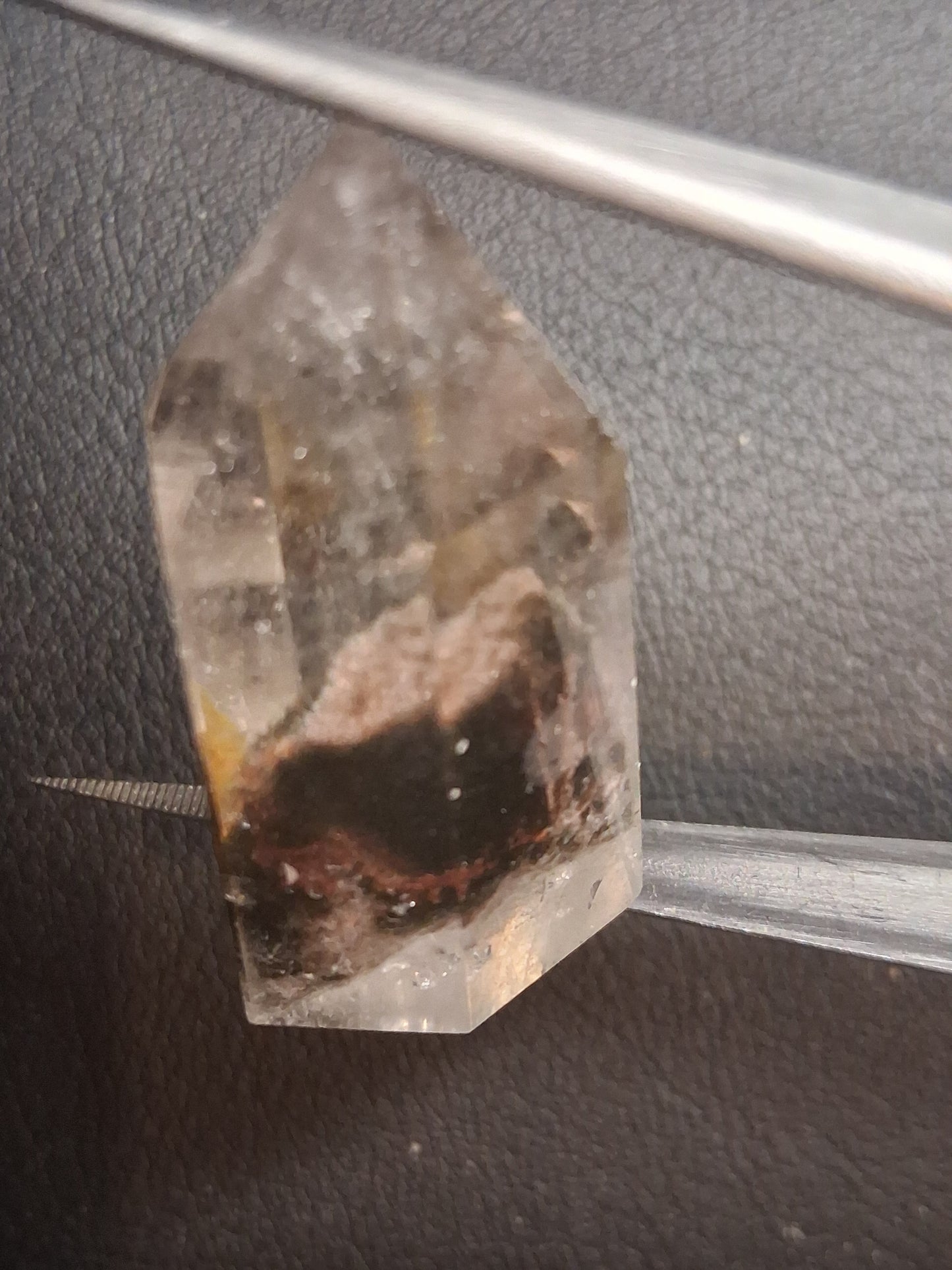 Crystal point of Phantom Quartz - multicolored scenic - hexagon - 3.4 cm