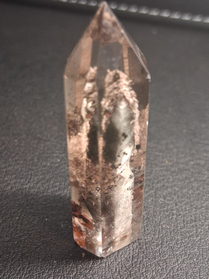 Crystal point of Phantom Quartz - multicolored scenic - hexagon - 4.4 cm