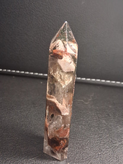 Crystal point of Phantom Quartz - multicolored scenic - hexagon - 6.7 cm