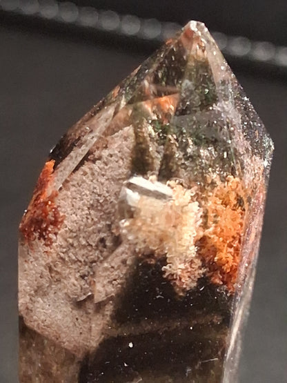 Crystal point of Phantom Quartz - multicolored scenic - hexagon - 6.7 cm