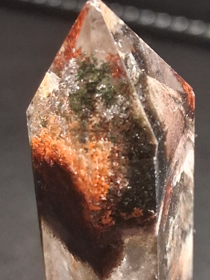 Crystal point of Phantom Quartz - multicolored scenic - hexagon - 6.7 cm