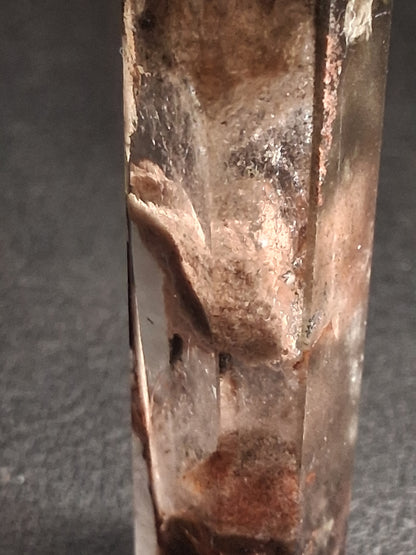 Crystal point of Phantom Quartz - multicolored scenic - hexagon - 6.7 cm