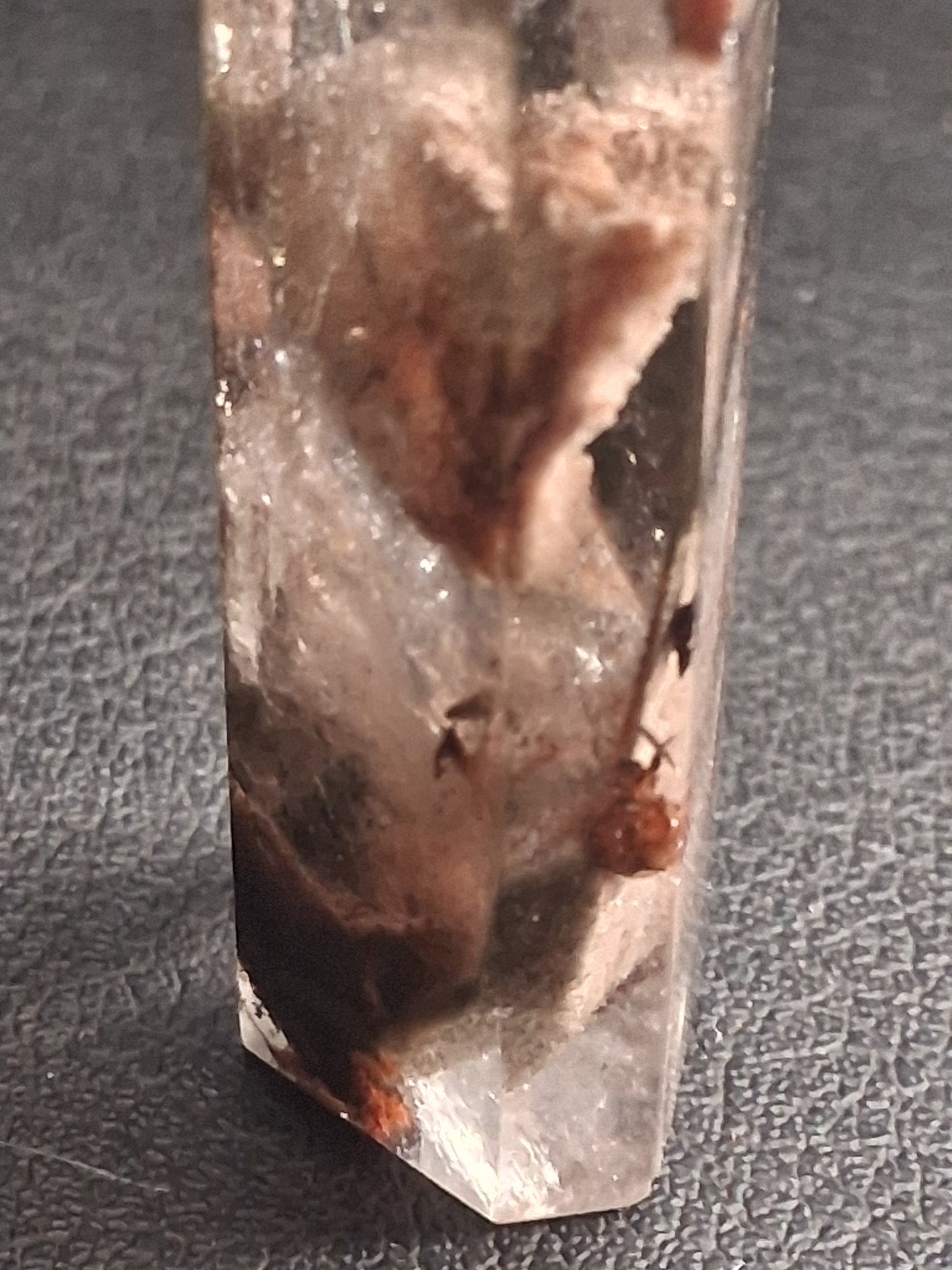 Crystal point of Phantom Quartz - multicolored scenic - hexagon - 6.7 cm
