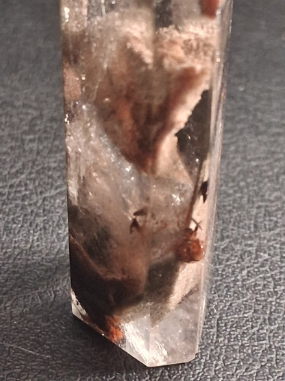 Crystal point of Phantom Quartz - multicolored scenic - hexagon - 6.7 cm