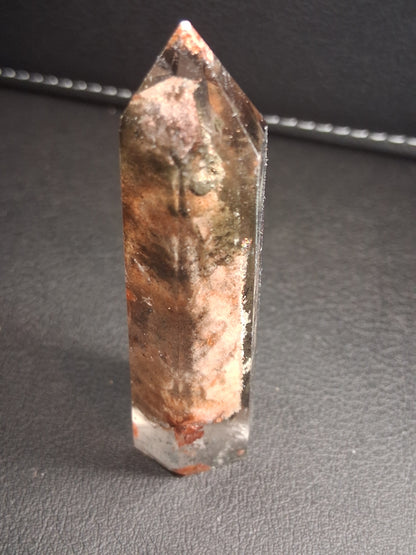 Crystal point of Phantom Quartz - multicolored scenic - hexagon - 6.6 cm