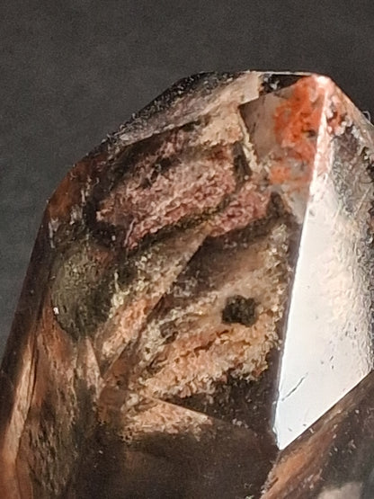 Crystal point of Phantom Quartz - multicolored scenic - hexagon - 6.6 cm