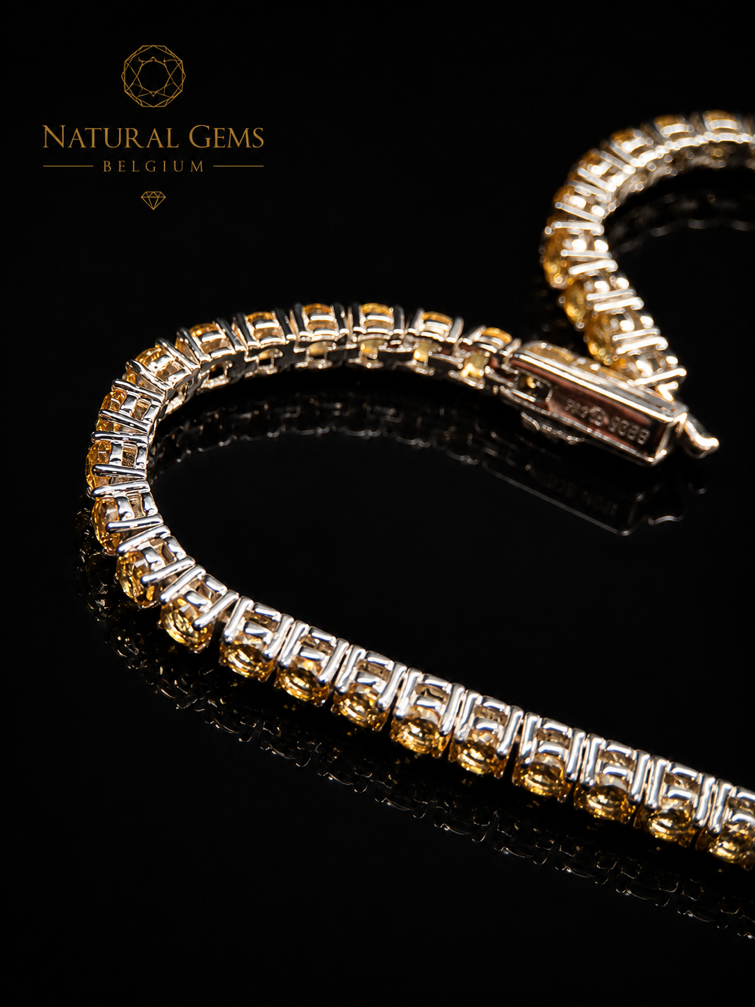 Bracelet tennis en citrine naturelle 3 mm – Argent massif 925 – Marque NGB – 17,5 cm
