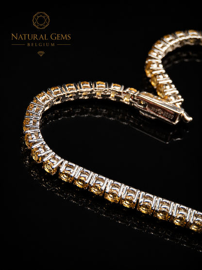 Bracelet tennis en citrine naturelle 3 mm – Argent massif 925 – Marque NGB – 17,5 cm