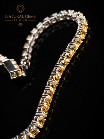 Bracelet tennis en citrine naturelle 3 mm – Argent massif 925 – Marque NGB – 17,5 cm