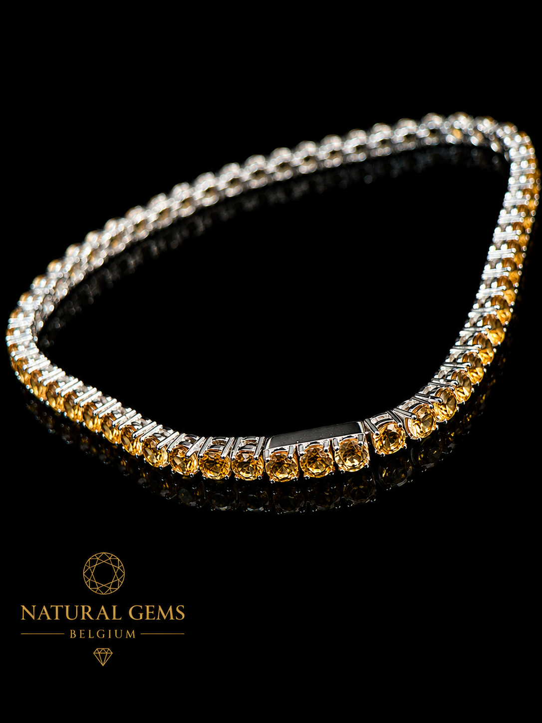 Bracelet tennis en citrine naturelle 3 mm – Argent massif 925 – Marque NGB – 17,5 cm