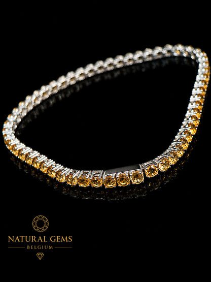 Bracelet tennis en citrine naturelle 3 mm – Argent massif 925 – Marque NGB – 17,5 cm