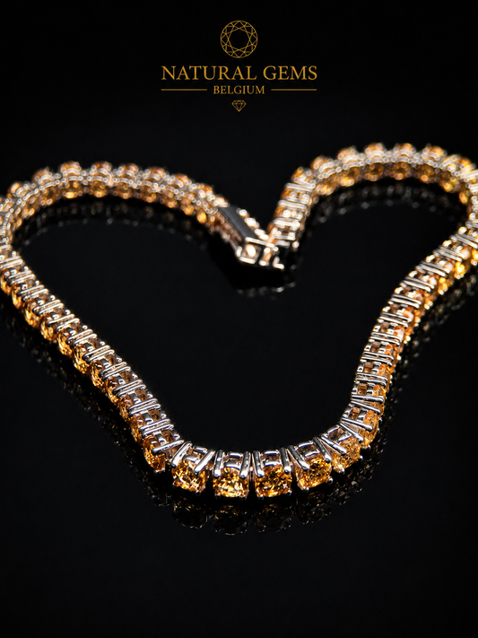 Bracelet tennis en citrine naturelle 3 mm – Argent massif 925 – Marque NGB – 17,5 cm