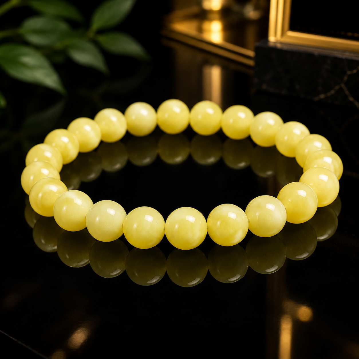 Natural Lemon Jade Beaded Bracelet – 8 mm | 19 cm