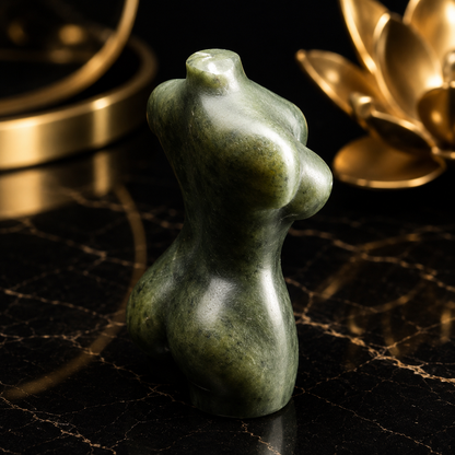 Natural Green Jade Female Torso Carving – Handcrafted Crystal Body Figurine (6 cm)