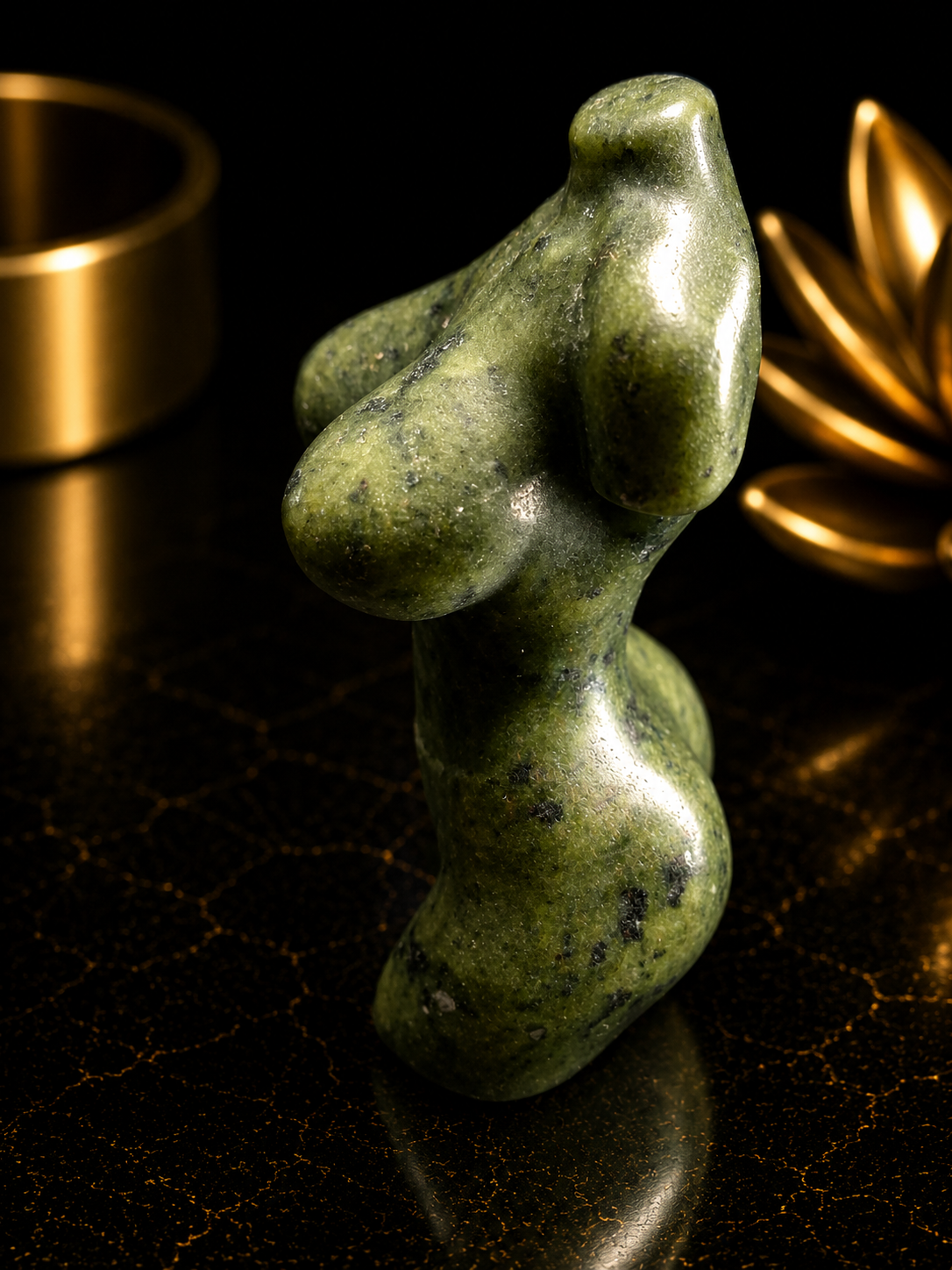 Natural Green Jade Female Torso Carving of 6 cm high– Handcrafted Crystal Body Figurine