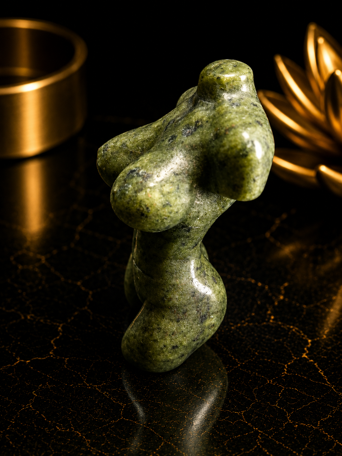 Natural Green Jade Female Torso Carving 6 cm high– Handcrafted Crystal Body Figurine