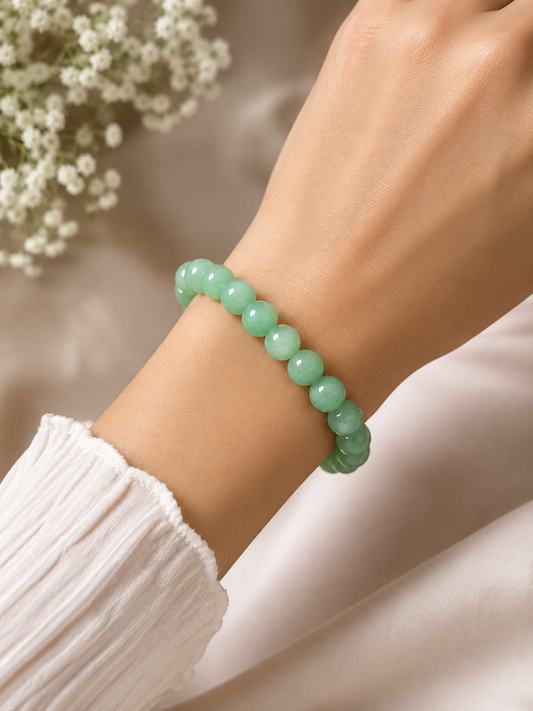 Natural Green Aventurine Beaded Bracelet – 10 mm | Genuine Gemstone Bracelet – 18.5 cm