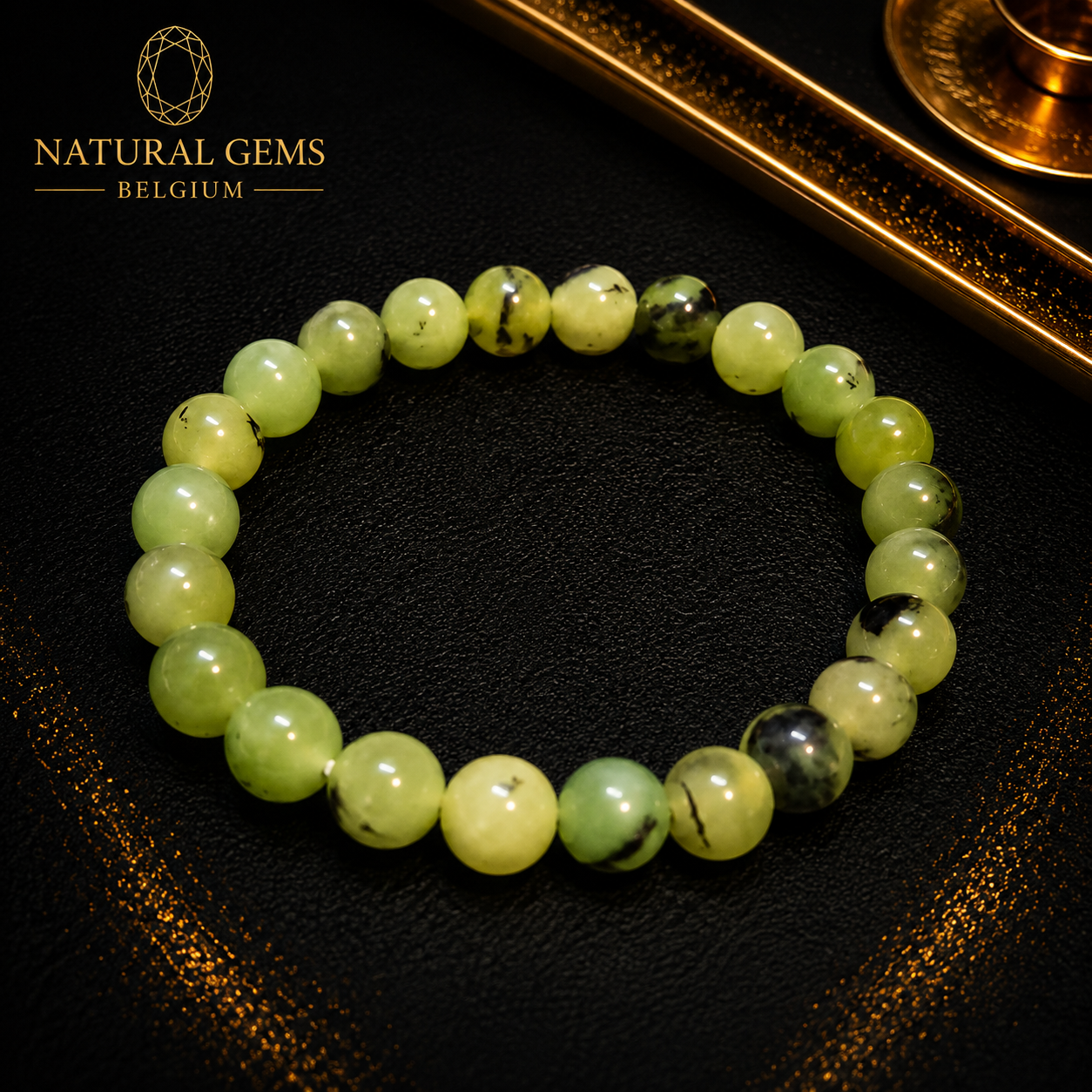 Natural Prehnite Bead Bracelet 8 mm – Natural Green Prehnite Gemstone Bracelet