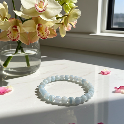 Beaded Bracelet - Agate - 6 mm beads - Blue lace agate - Natural Gems Belgium