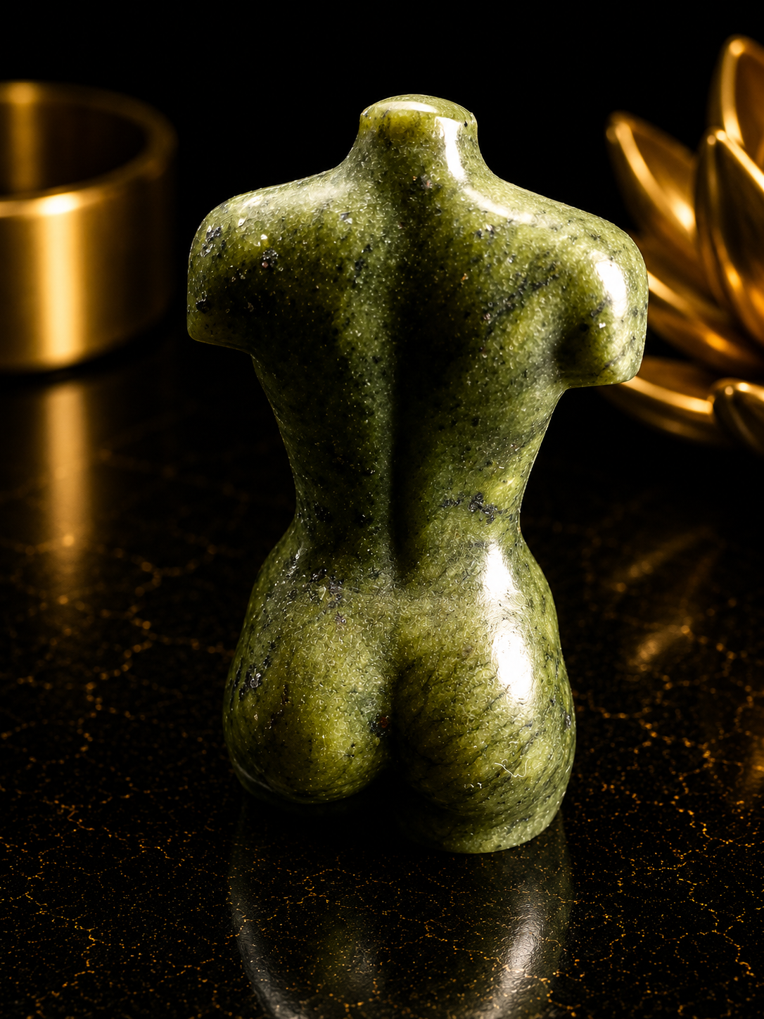 Natural Green Jade Female Torso Carving of 6 cm high– Handcrafted Crystal Body Figurine
