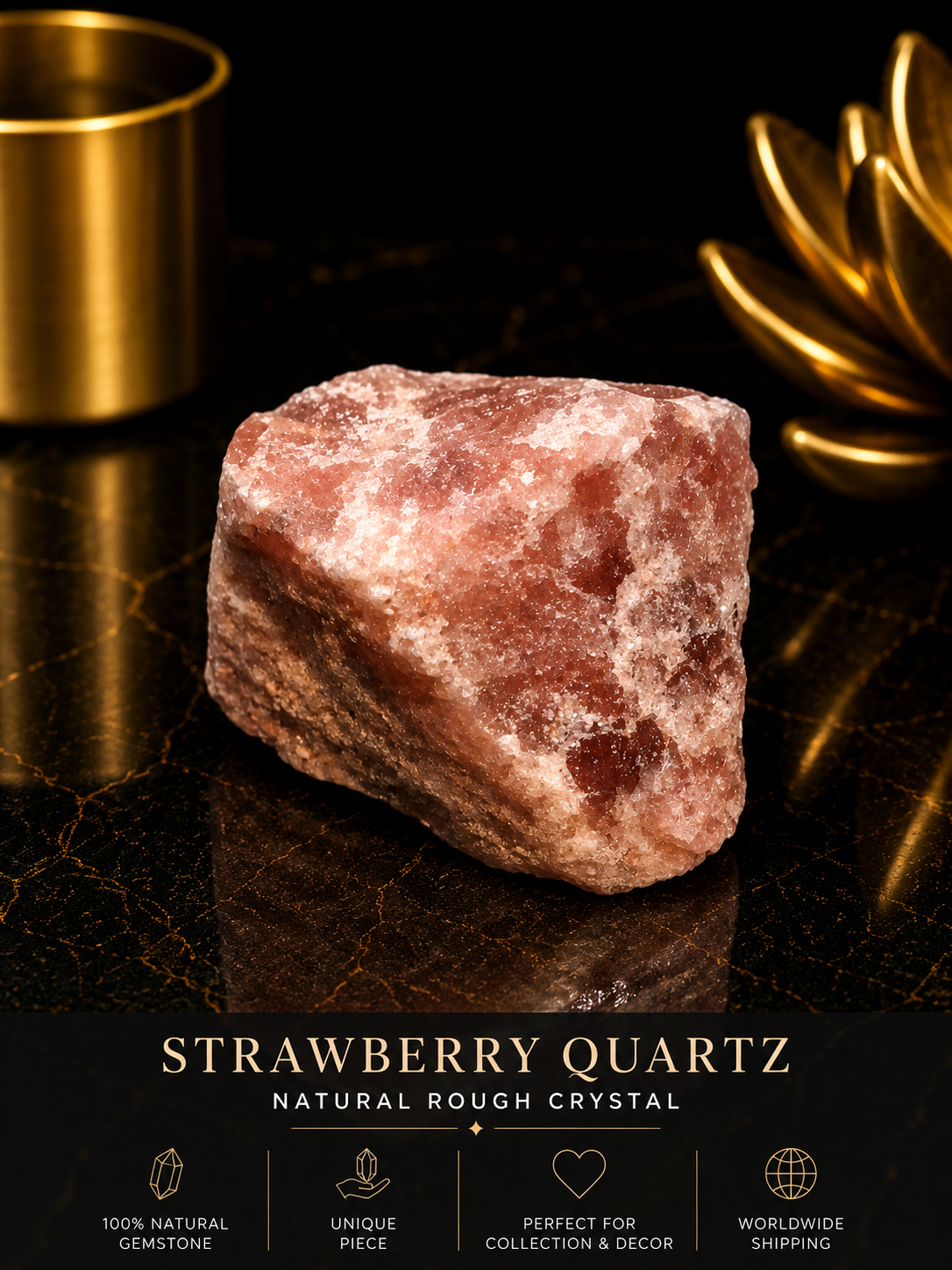 Natural Rough Strawberry Quartz Crystal – 5 cm – Collector & Display Stone