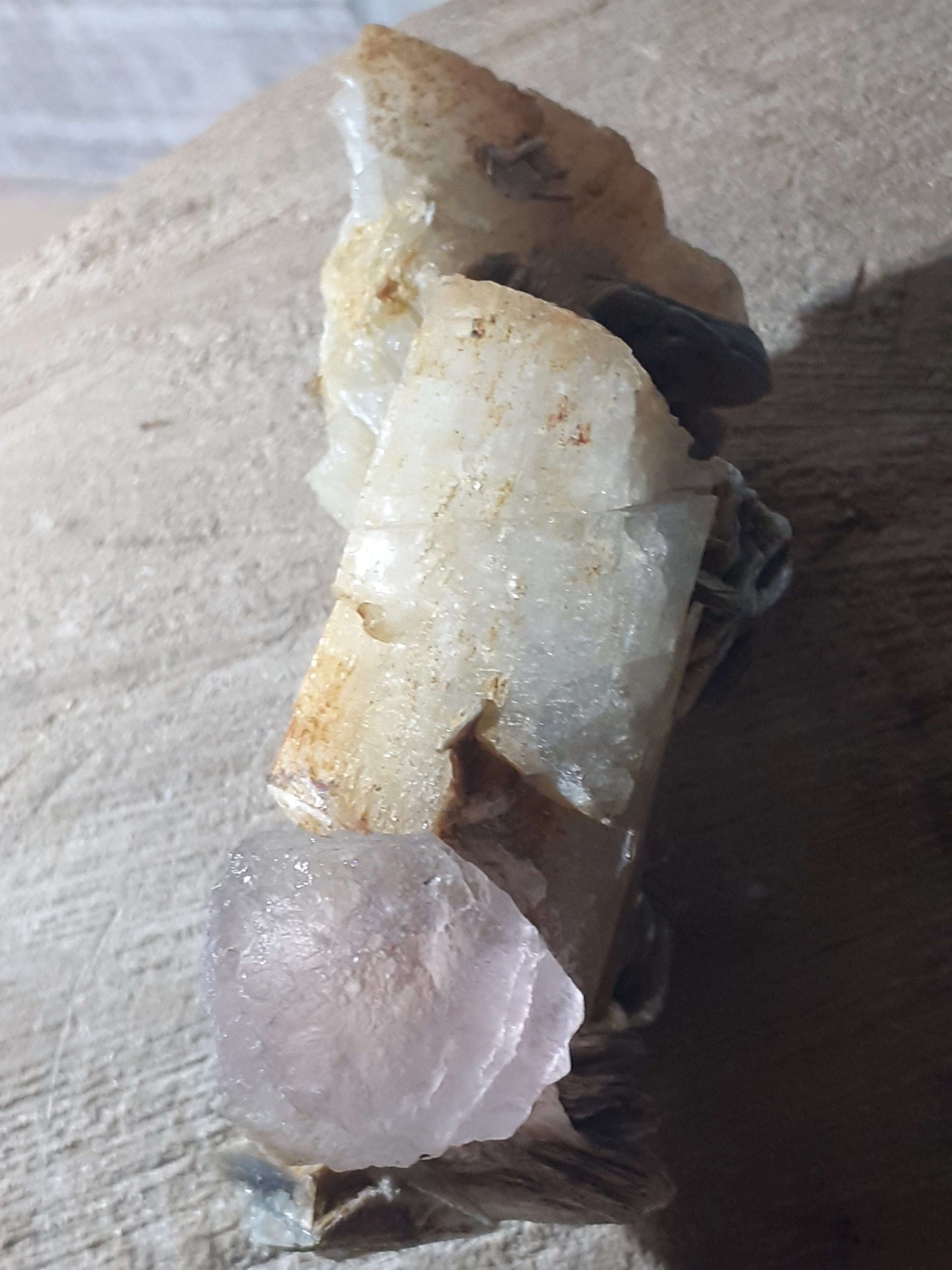 Beautiful pink fluorite crystal on cluster of mica and quartz, well shaped, well balanced, 135 grams Specimens Crystals & Clusters - All Types Natural Gems Belgium