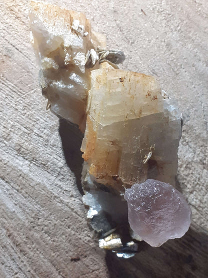 Beautiful pink fluorite crystal on cluster of mica and quartz, well shaped, well balanced, 135 grams Specimens Crystals & Clusters - All Types Natural Gems Belgium