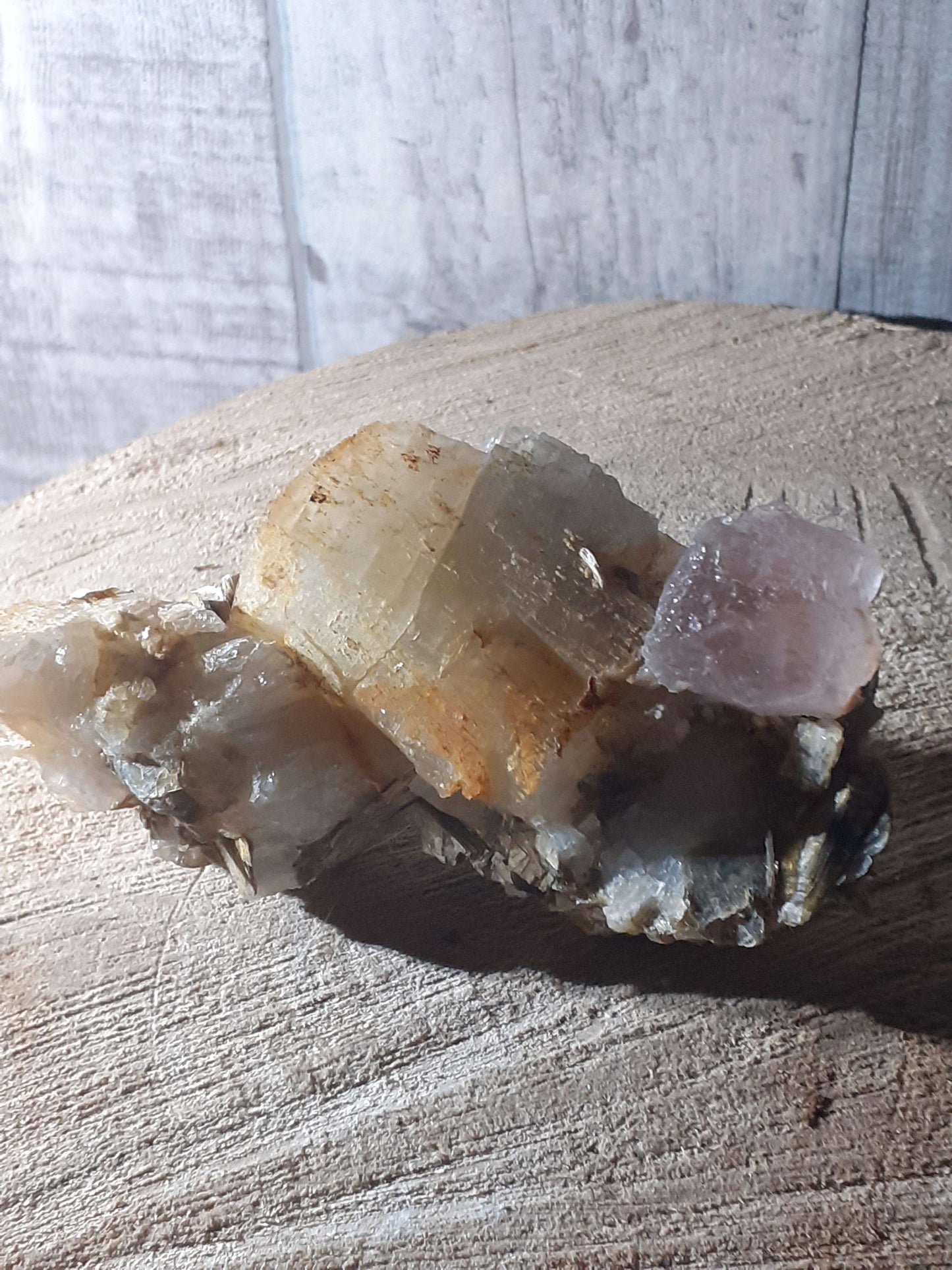 Beautiful pink fluorite crystal on cluster of mica and quartz, well shaped, well balanced, 135 grams Specimens Crystals & Clusters - All Types Natural Gems Belgium