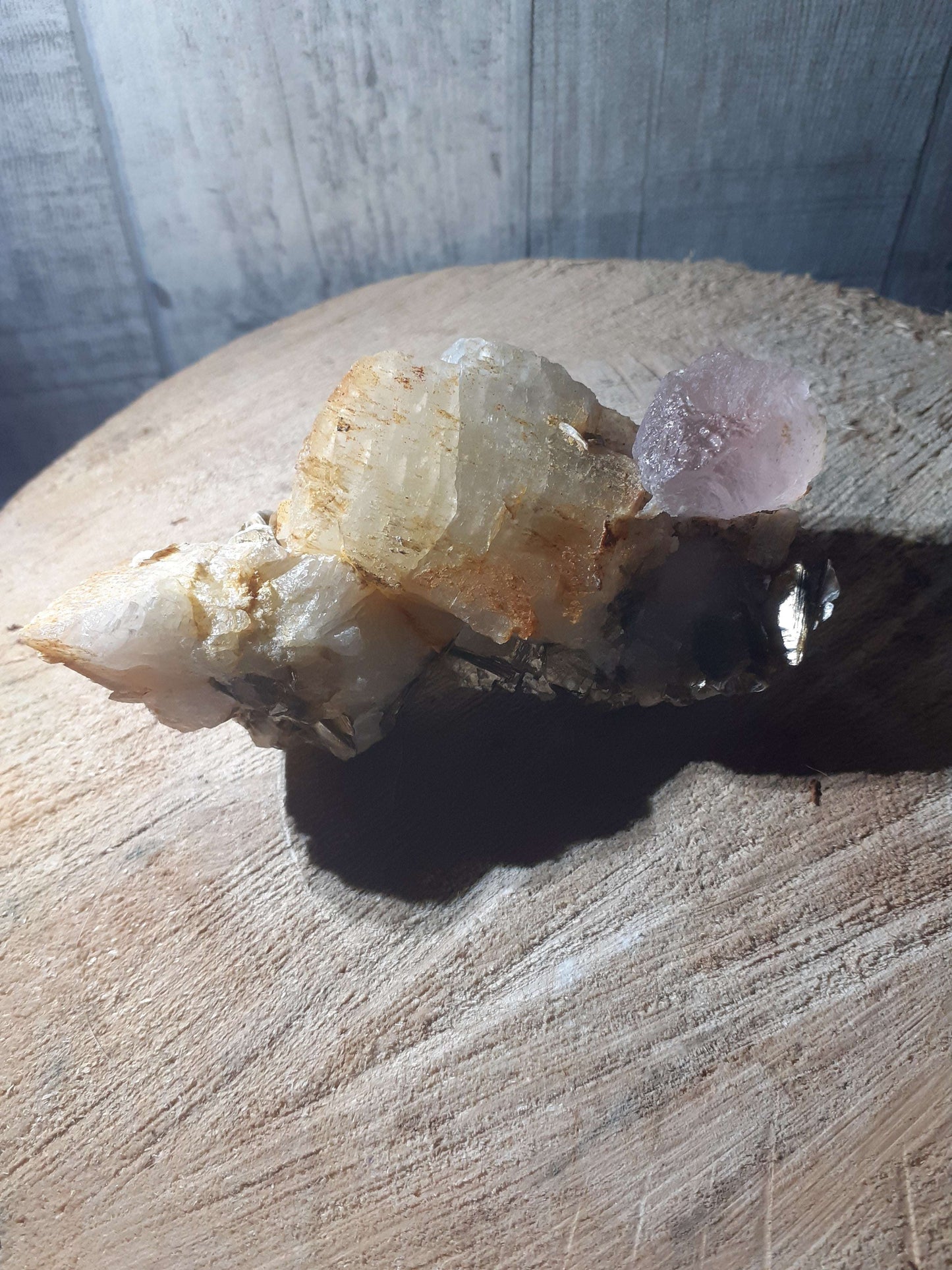 Beautiful pink fluorite crystal on cluster of mica and quartz, well shaped, well balanced, 135 grams Specimens Crystals & Clusters - All Types Natural Gems Belgium