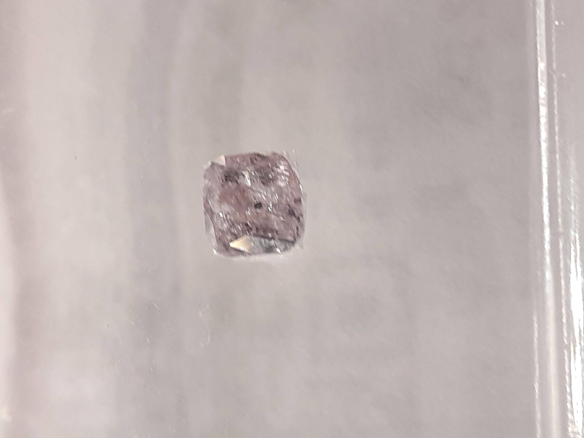 Certified Natural Diamond - Square Cushion Modified Brilliant - 0.13 ct - I3 - Natural Fancy Light Purplish Pink - sealed All Diamonds Gemstones - Faceted Diamonds Natural Gems Belgium