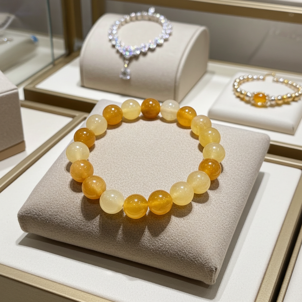 Beaded Bracelet - Yellow Jade - 8 mm beads - Honey jade - Natural Gems Belgium