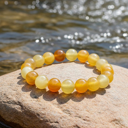 Beaded Bracelet - Yellow Jade - 8 mm beads - Honey jade - Natural Gems Belgium