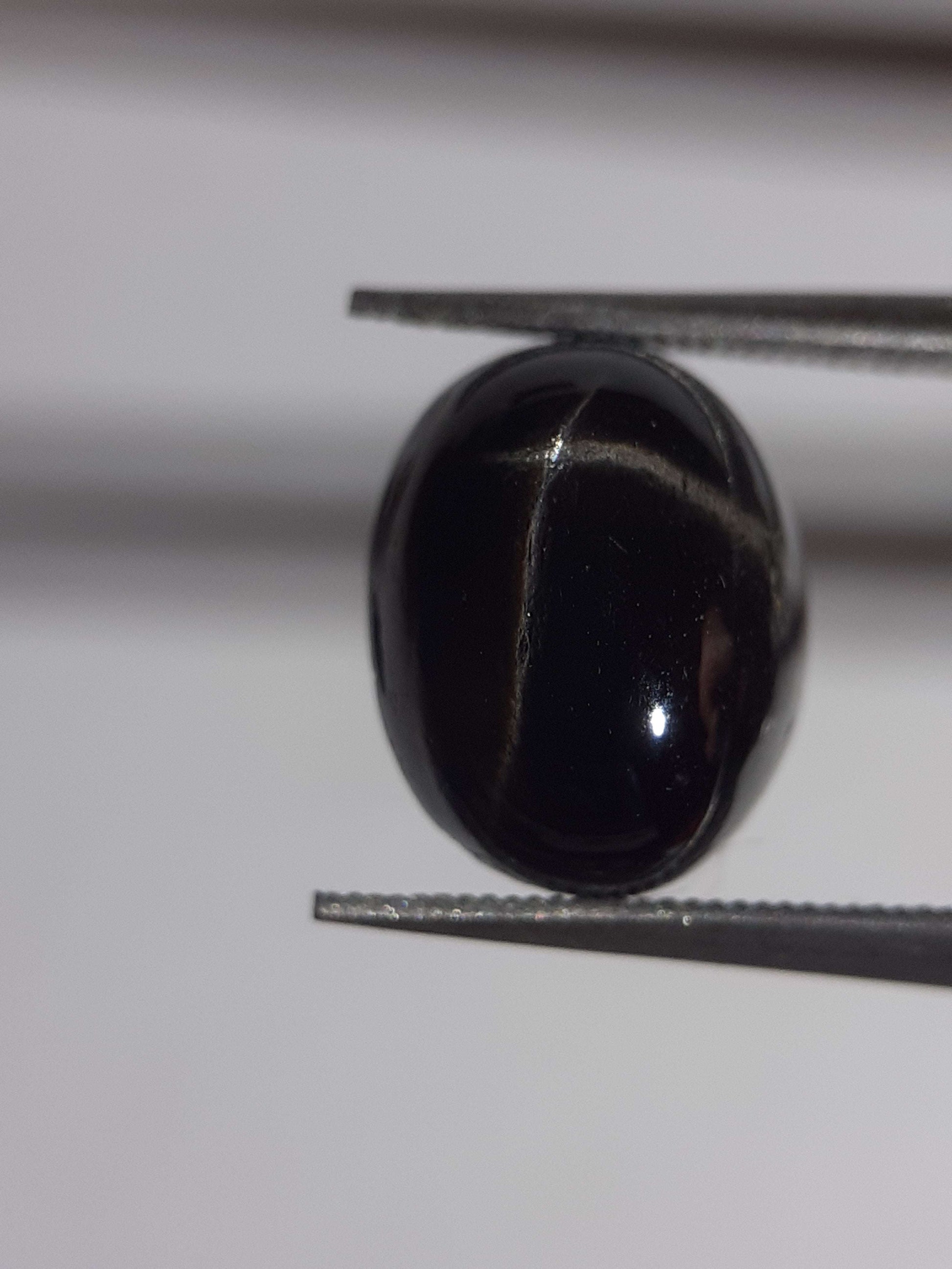 Natural black 4 ray star diopside - 3.79 ct - oval - unheated - certified by NGB All Diopside Gemstones - Diopside cabochons Natural Gems Belgium