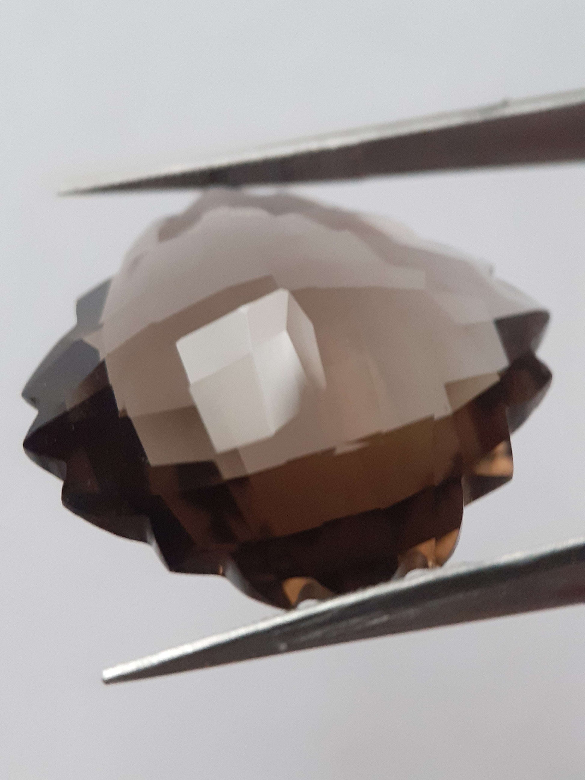 Natural brown smoky quartz - 19.70 ct - fancy - unheated - certified by NGB All Quartz Gemstones Natural Gems Belgium