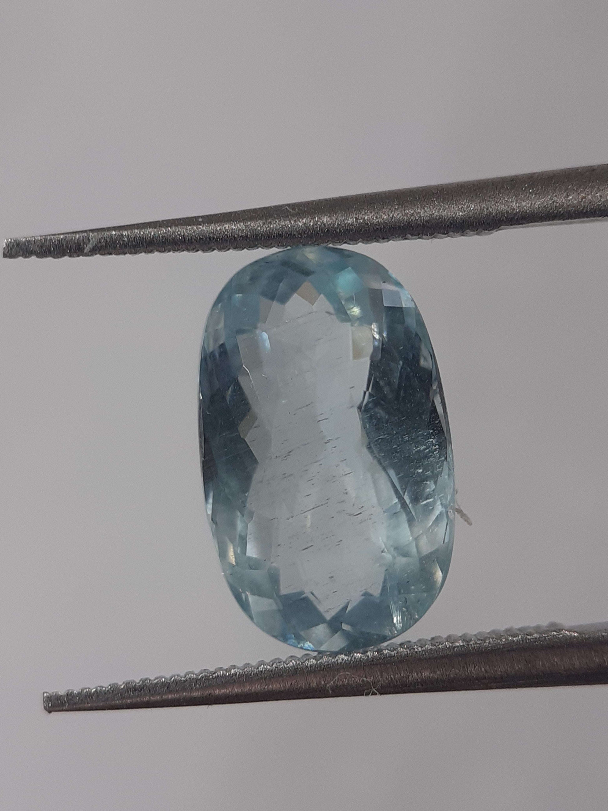 Natural Gems Belgium - All Aquamarine Gemstones - Faceted Aquamarine - Natural light greenish blue aquamarine - 2.37 ct - oval - unheated - certified by NGB *** € 172.87