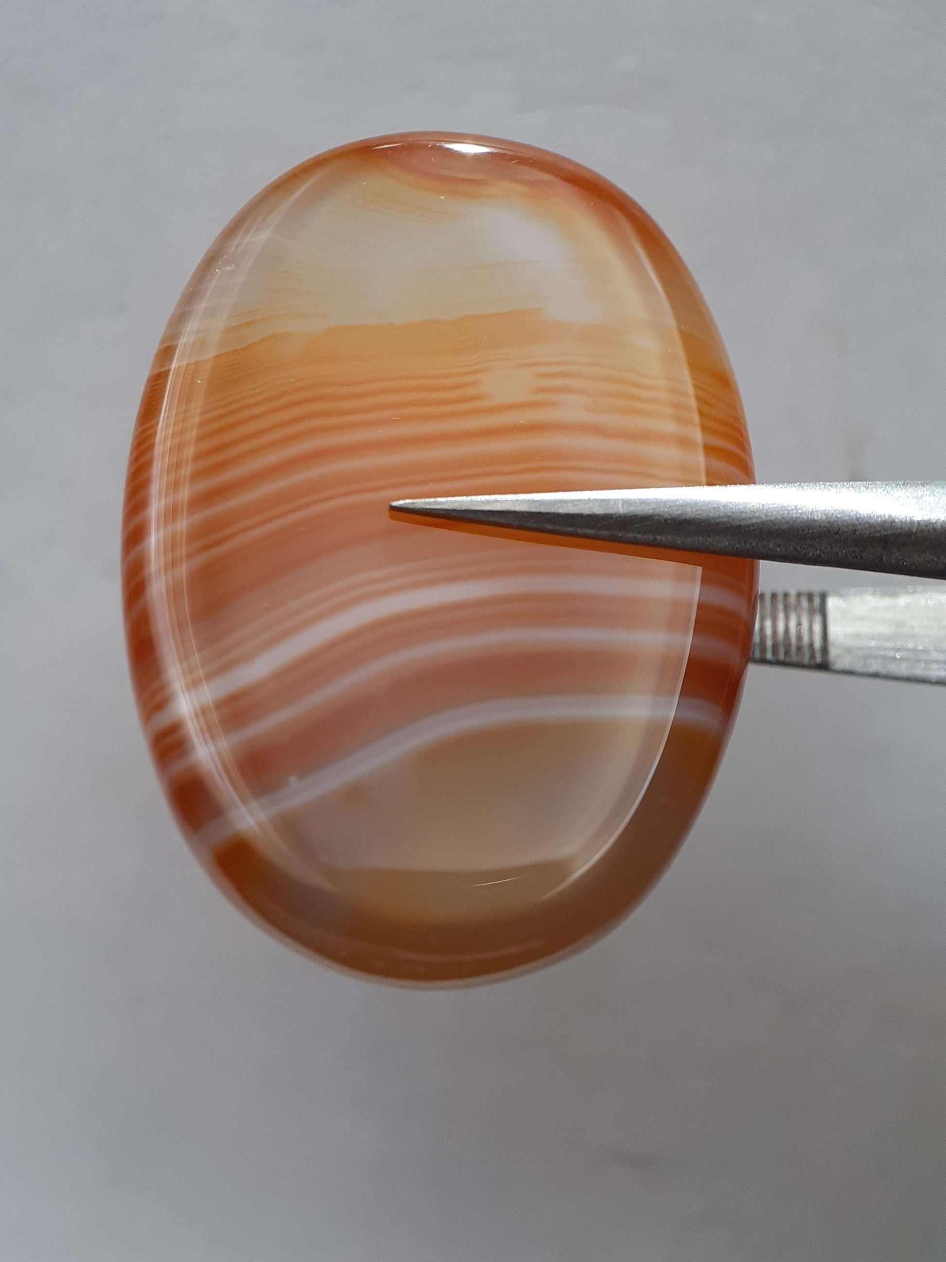 Natural orangy red Lake Superior Agate - 37.78 ct - oval Cabochon - unheated - certified by NGB All Agate Gemstones - Agate Cabochons Natural Gems Belgium