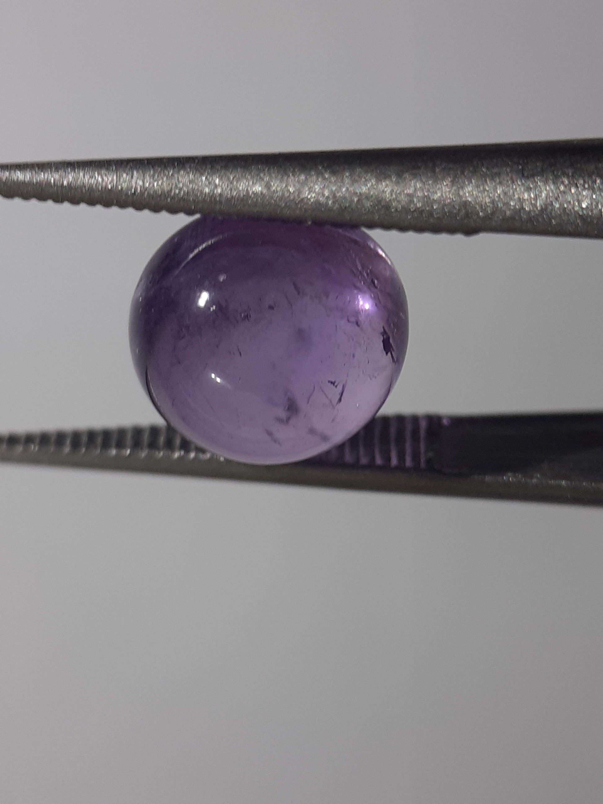 Natural purple Amethyst - 1.59 ct - round cabochon - unheated - certified by NGB All Amethyst Gemstones Natural Gems Belgium