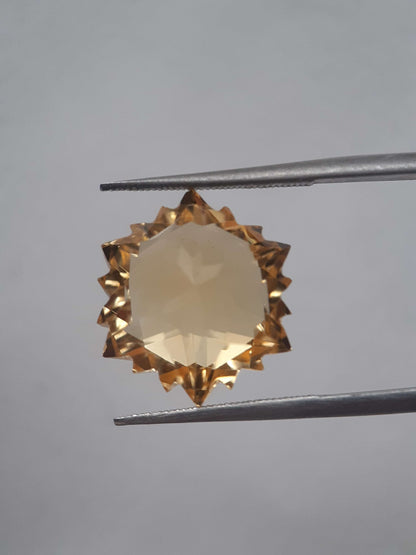 Natural yellow Citrine - 9.363 ct - hexagon - unheated All Citrine Gemstones - Faceted Citrine Natural Gems Belgium