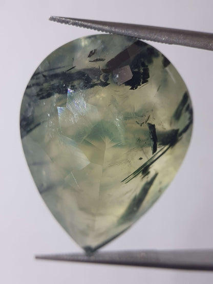 Natural yellowish green Prehnite - 26.86 ct - pear - unheated - certified by NGB All Prehnite Gemstones - Faceted Prehnite Natural Gems Belgium