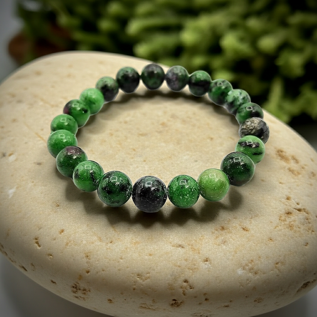 Ruby Zoisite Bead Bracelet 6 mm – Natural Ruby in Zoisite Gemstone Bracelet - Natural Gems Belgium
