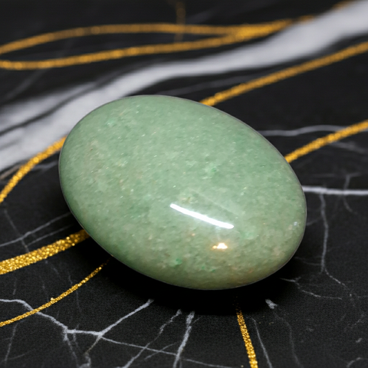 Natural Green Aventurine Palm Stone – Oval Polished Pocket Crystal – 170.745 ct (5.52 × 3.50 × 1.51 cm)