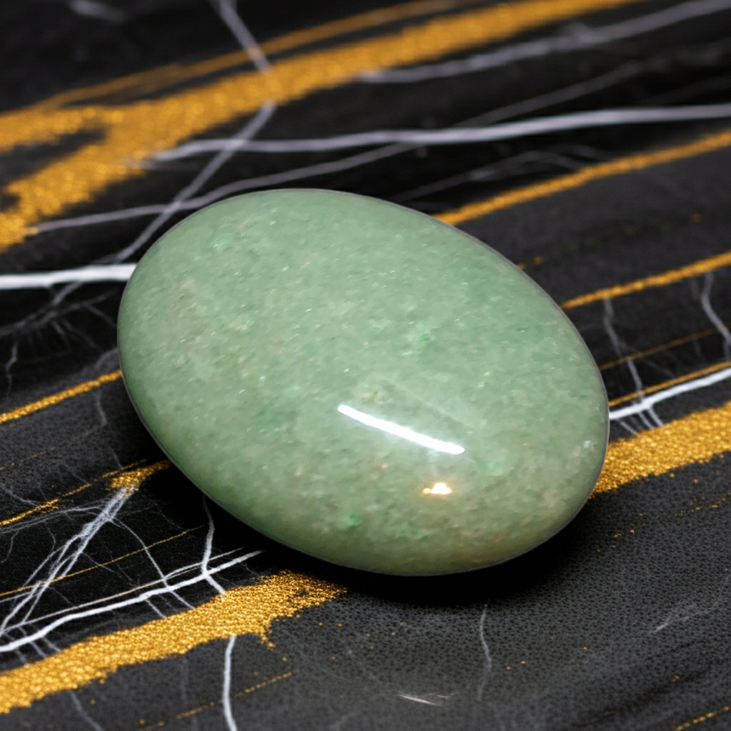 Natural Green Aventurine Palm Stone – Oval Polished Pocket Crystal – 170.745 ct (5.52 × 3.50 × 1.51 cm)