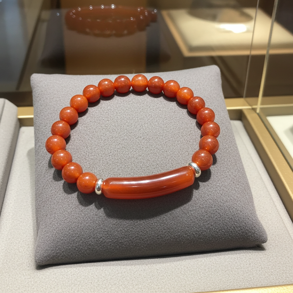 Beaded Bracelet with bridge - Red Agate - 8mm - Red charm bracelet - Natural Gems Belgium