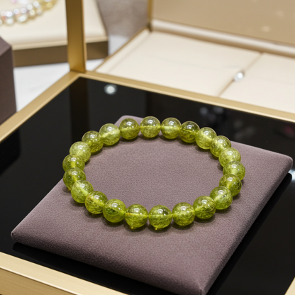 Bracelet de perles de péridot naturel 8 mm | Non traité