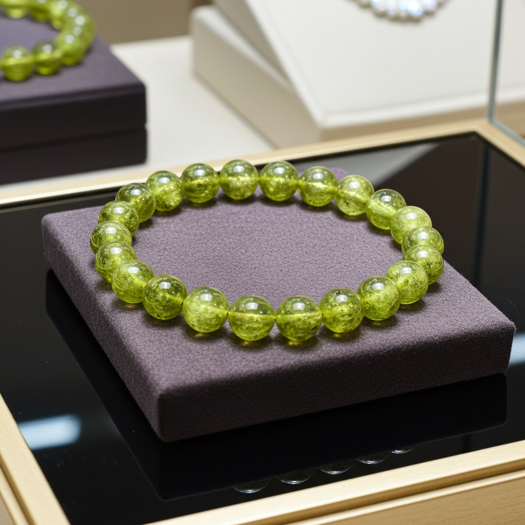 Bracelet de perles de péridot naturel 8 mm | Non traité