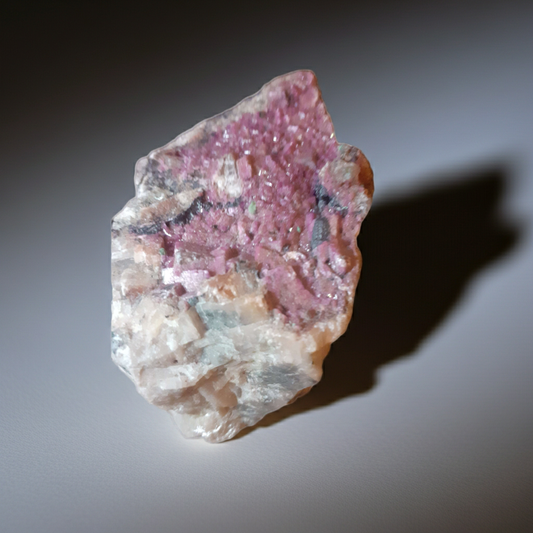 Crystal Cluster of Cobalt Calcite on base of limestone - the Aphrodite Stone! - Natural Gems Belgium