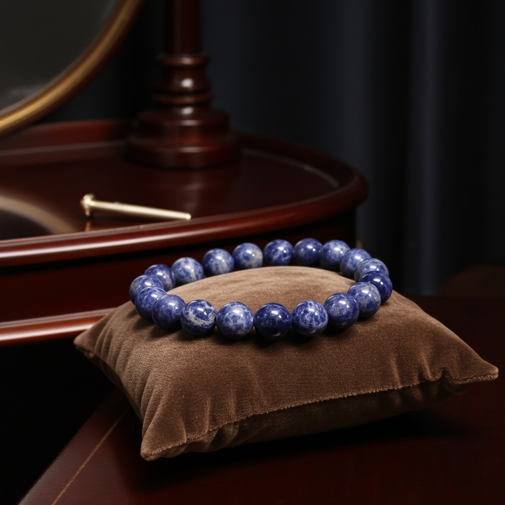 Bracelet en perles de sodalite naturelle 8 mm | Non traité | Brésil