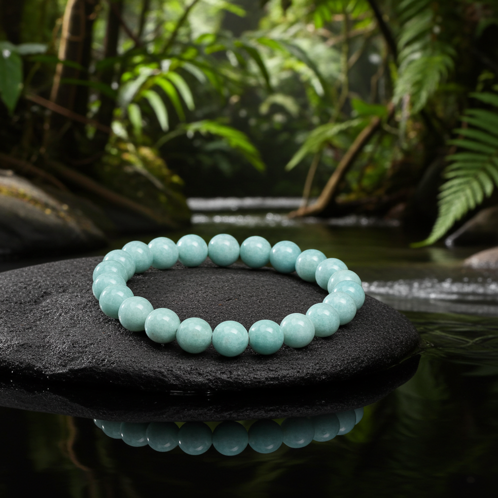 Natural Amazonite Beaded Bracelet – 8 mm | 19 cm