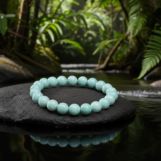 Natural Amazonite Beaded Bracelet – 8 mm | 19 cm