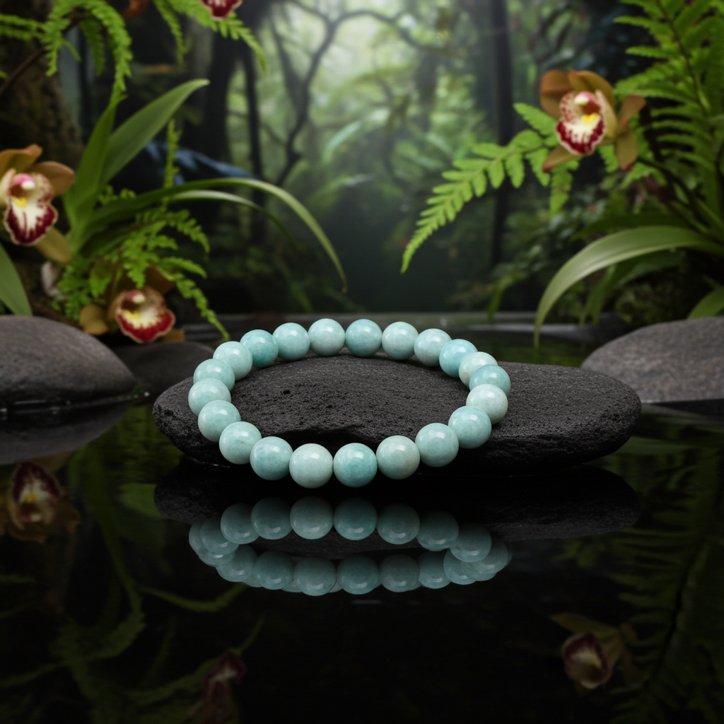 Natural Amazonite Beaded Bracelet – 8 mm | 19 cm